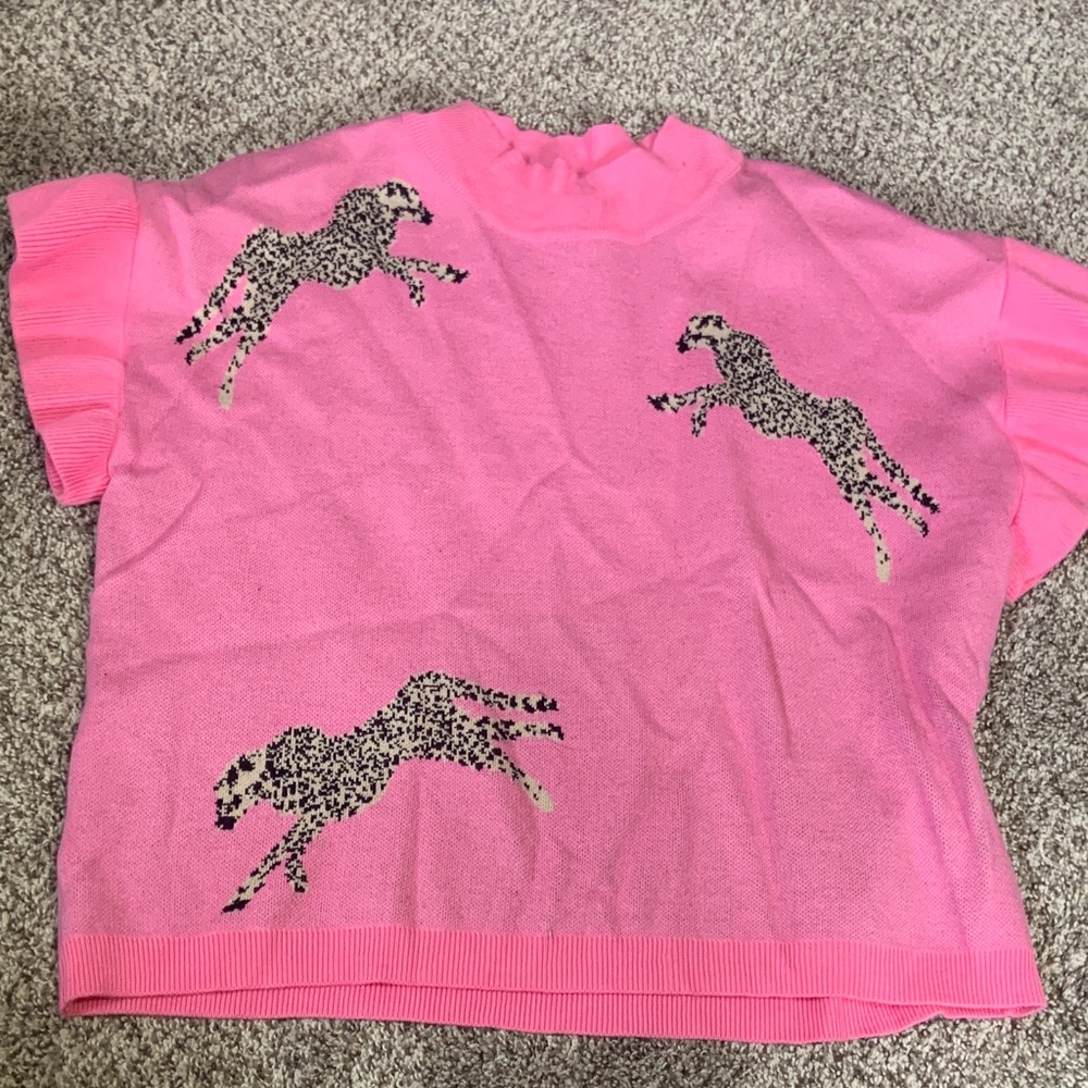 Pink cheetah Print Short Sleeve Top